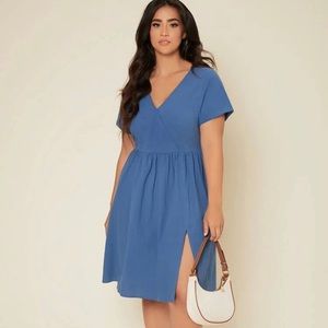 Plus Split Hem Smock Dress